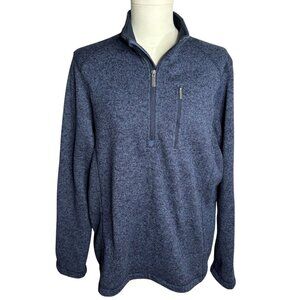 Woolrich Pullover Fleece 1/4 Zip Sweater XL Heather Blue Pocket High Collar